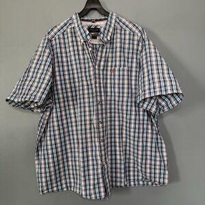 Ariat Pro Series Shirt Mens 3XL Blue Plaid Short Sleeve Button Up Western